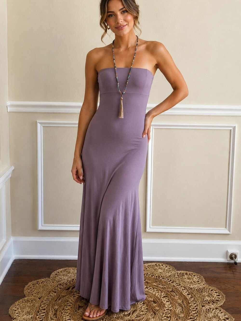 OGL Strapless TARO Lilac Maxi Dress